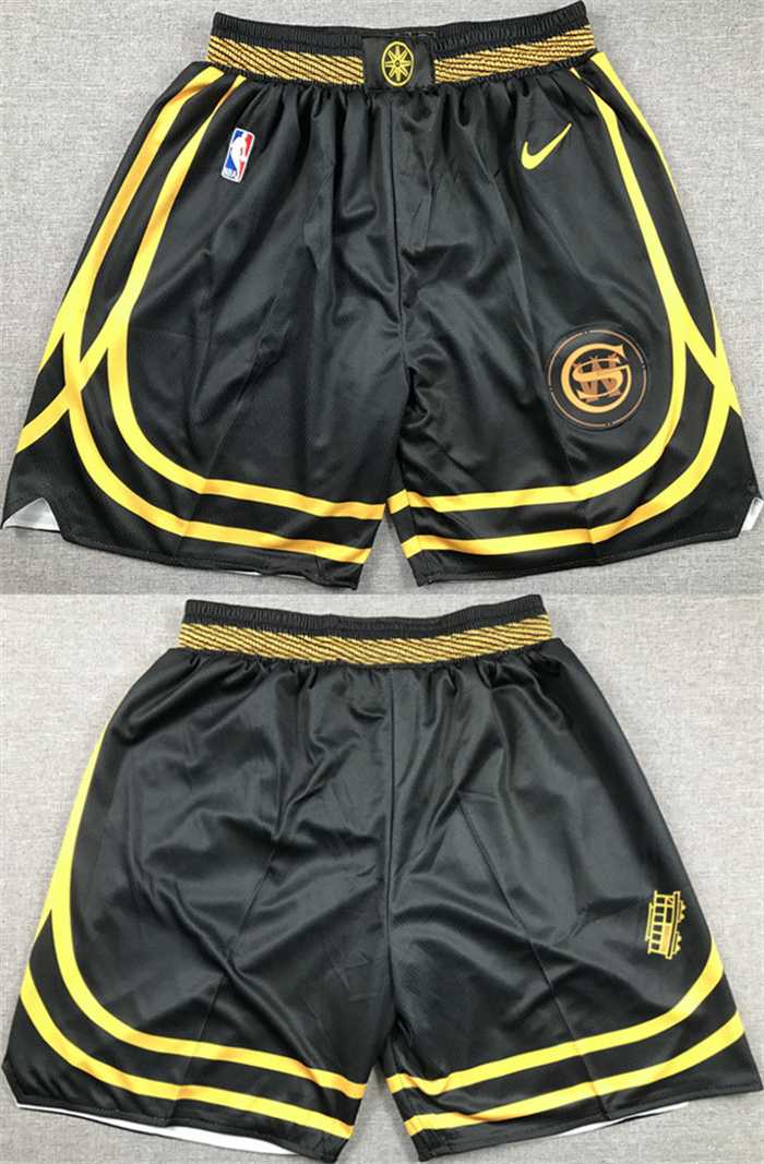 Mens Golden State Warriors Black City Edition Shorts(Run Small)->->NBA Jersey